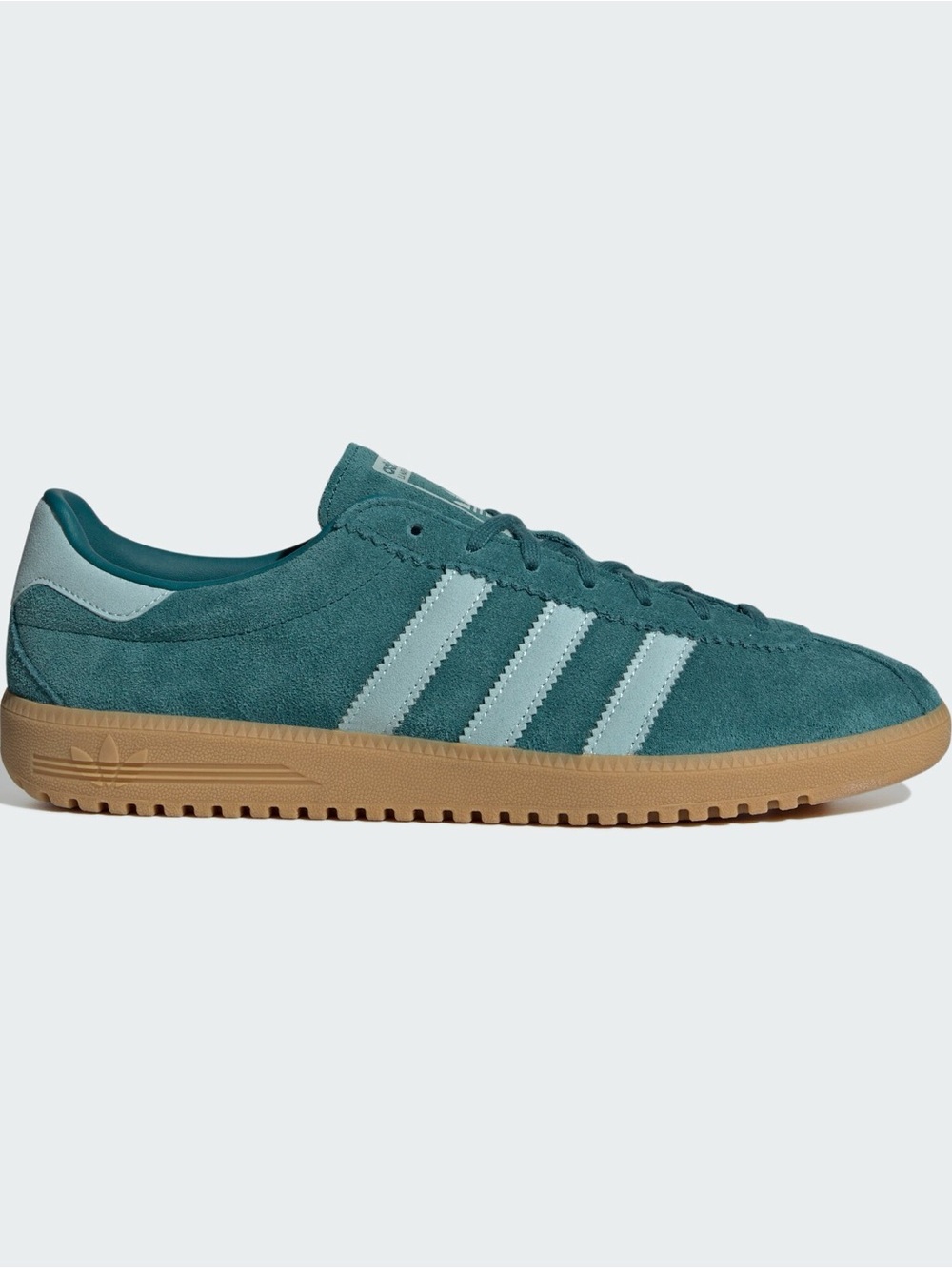 adidas Mens US8.5 women’s US10 Bermuda Green Suede Sneakers with mint Stripes